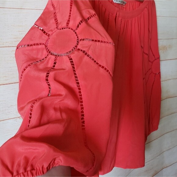 Trina Turk Silk Peasant Style Blouse with Cutout Detail Women's Medium - Picture 2 of 7